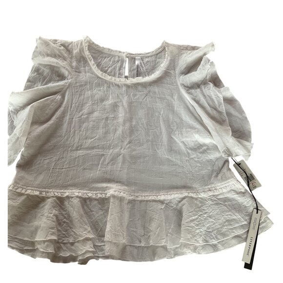 Liverpool Tops - NWT Liverpool Womens Ruffled Hem White Top Size L Lightweight Cotton Blend NEW